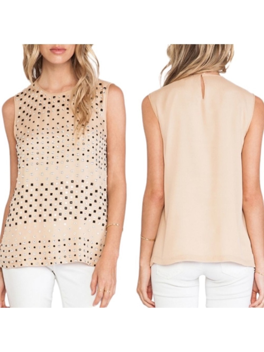DIANE VON FURSTENBERG Jules Silk Tank Almond S